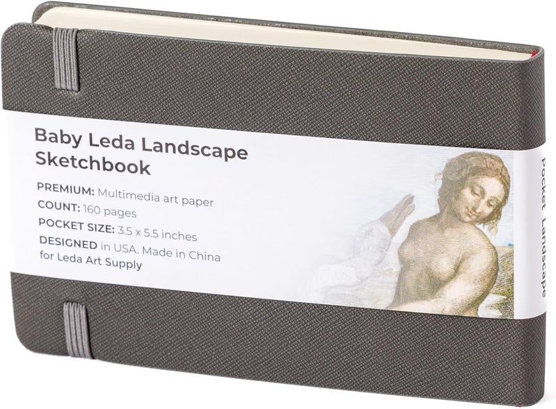 Leda Art Supply دفتر رسم بشكل منظر طبيعي محمول، 5.5 بوصة × 3.3 بوصة، دفتر رسم مرن مسطح للفنانين، مثالي للحبر، الألوان المائية، الأقلام، الرصاص، الحجم: منظر طبيعي صغير - Image 2
