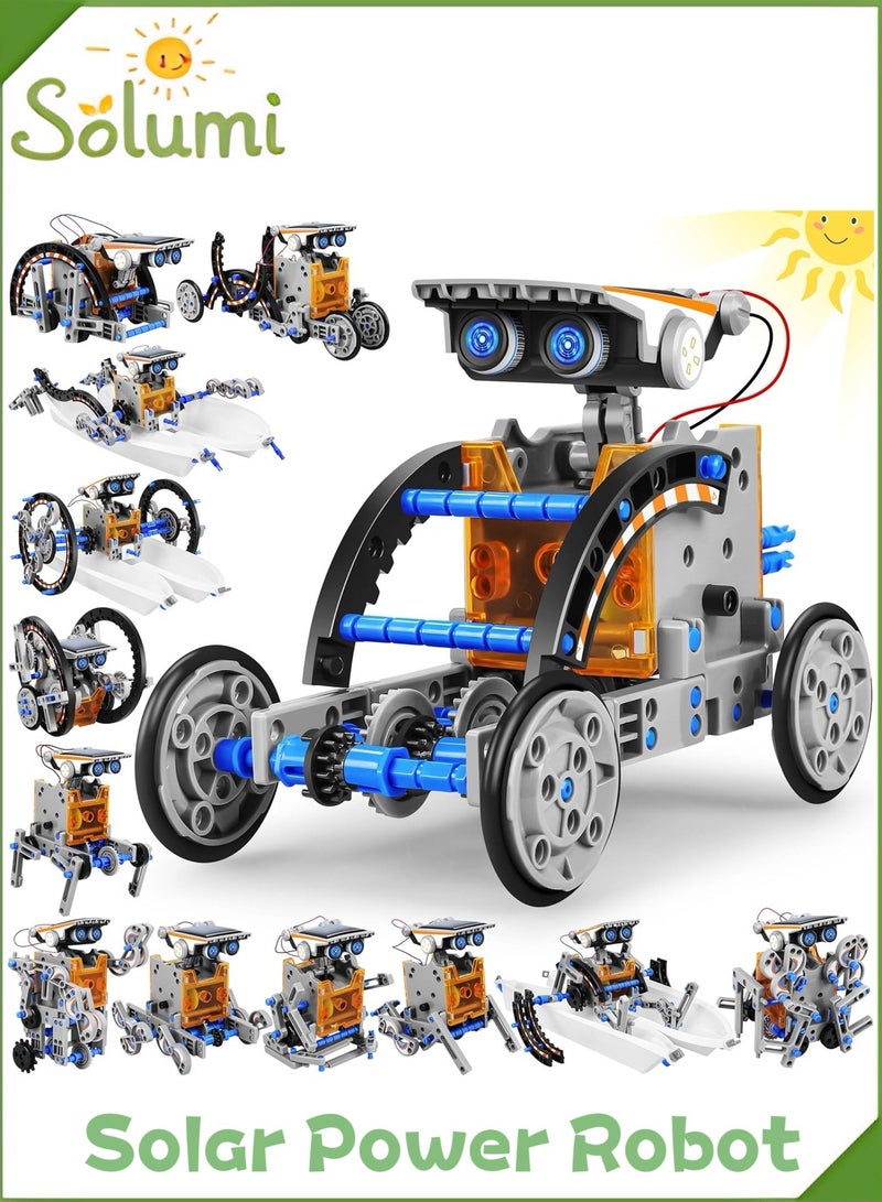 Solumi STEM 13-in-1 Education Solar Power Robots Toys for Boys Age 7-12, DIY Educational Toy Science Kits for Kids, Building Experiment Robotics Set Birthday Gifts for 7 8 9 10 11 12 Years Old Boys Girls Teens  - Image 1