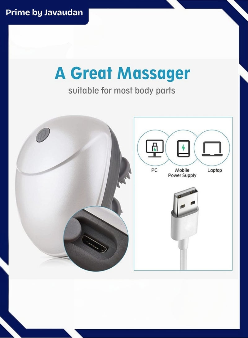 برايم بي جافاودان مجموعة مدلك فروة الرأس وختم ديرما القابل للتعديل – مدلك كهربائي للرأس مزوّد بـ4 رؤوس سيليكون، مقاوم للماء وقابل لإعادة الشحن + ختم ميكرونيدل بـ140 رأس تيتانيوم للوجه، نمو الشعر والعناية بالبشرة - Image 3