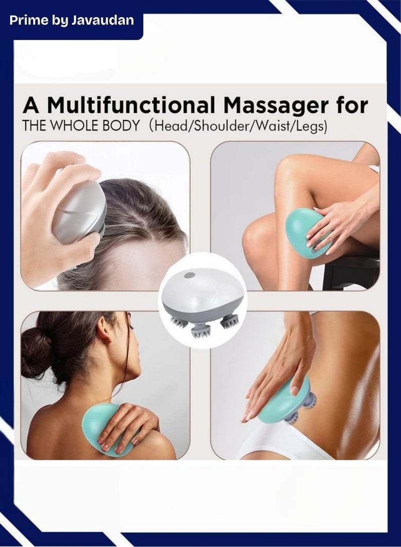 برايم بي جافاودان مجموعة مدلك فروة الرأس وختم ديرما القابل للتعديل – مدلك كهربائي للرأس مزوّد بـ4 رؤوس سيليكون، مقاوم للماء وقابل لإعادة الشحن + ختم ميكرونيدل بـ140 رأس تيتانيوم للوجه، نمو الشعر والعناية بالبشرة - Image 5