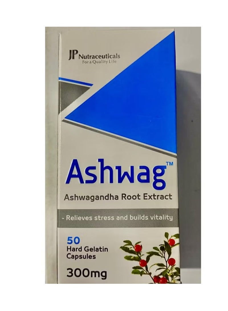JP Nutraceuticals Ashwag 300Mg, 50 Capsules - Image 1