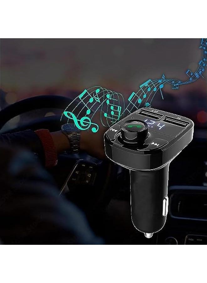 MOXO Handsfree Call Fast Car Charger Wireless Bluetooth FM transmitter Multi function Dual USB port vehicle power adaptors MP3 receiver transmitter  - Image 4