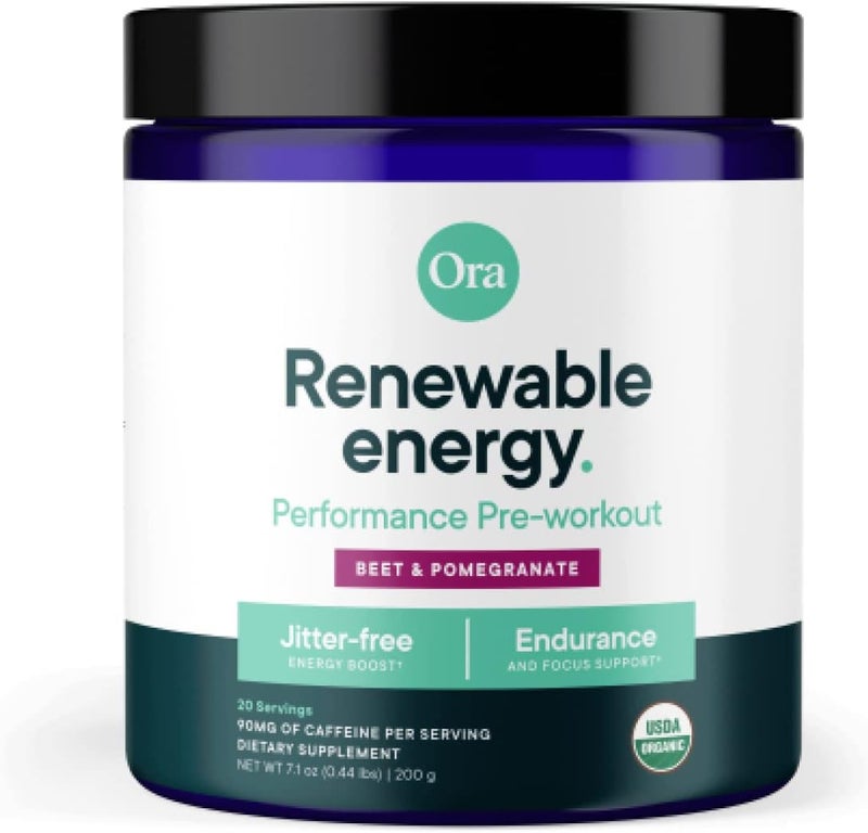 Ora Organic مسحوق أورا العضوي قبل التمرين للرجال والنساء بنكهة التوت والبنجر معتمد كمنتج نباتي عضوي خالي من الصويا خالي من الألبان خالي من الغلوتين يوفر طاقة بدون اهتزاز للنساء والرجال 20 حصة - Image 1
