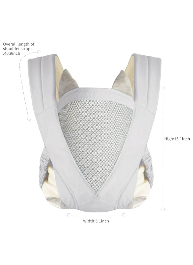 BEYOU - Baby Carrier, Shoulder Straps Mesh Breathable Baby Sling Butterfly Buckle Stretch Adjustable Front, All Position Backpack Fits 3-36 Months Baby to Toddler Girls and Boys 7-40 lbs (White) - Image 1