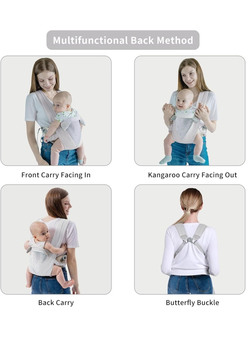 BEYOU - Baby Carrier, Shoulder Straps Mesh Breathable Baby Sling Butterfly Buckle Stretch Adjustable Front, All Position Backpack Fits 3-36 Months Baby to Toddler Girls and Boys 7-40 lbs (White) - Image 1