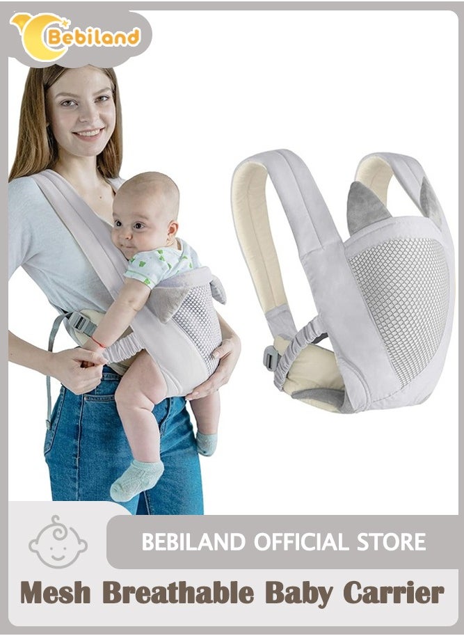 BEYOU - Baby Carrier, Shoulder Straps Mesh Breathable Baby Sling Butterfly Buckle Stretch Adjustable Front, All Position Backpack Fits 3-36 Months Baby to Toddler Girls and Boys 7-40 lbs (White) - Image 1