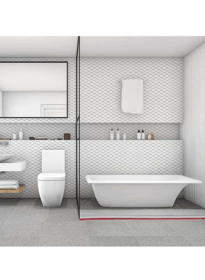 Collapsible Threshold Water Dam, Self-Adhesive Shower Barrier Bathroom And Kitchen Stopper, Home Retention System, Waterproof Flow Block Seal Strip (Gray), 1.4M - Image 3