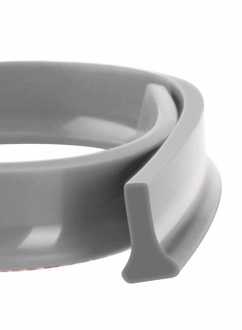 Collapsible Threshold Water Dam, Self-Adhesive Shower Barrier Bathroom And Kitchen Stopper, Home Retention System, Waterproof Flow Block Seal Strip (Gray), 1.4M - Image 1