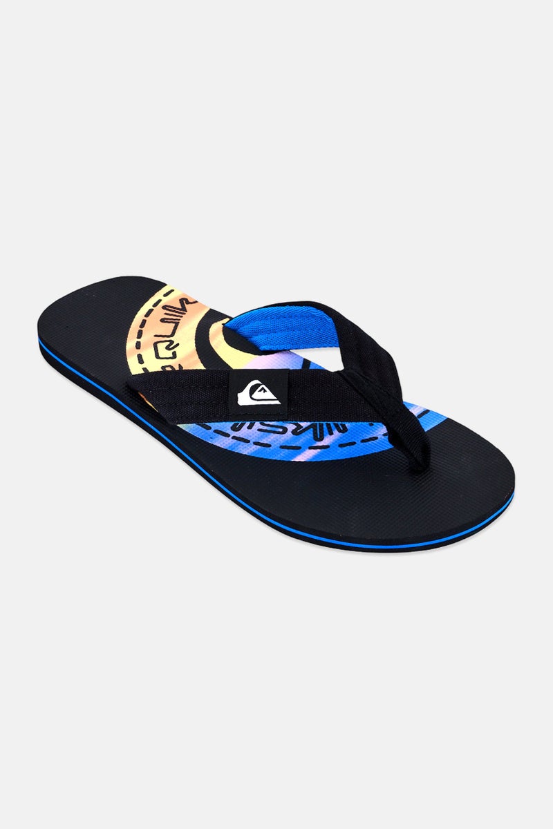 QUIKSILVER نعال رجالية بشعار العلامة التجارية، أسود - Image 1