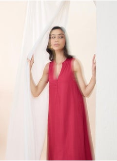Femmella Sleeveless Mandarin Collar Long Kurta with Straight Pant by Styli  - Image 2