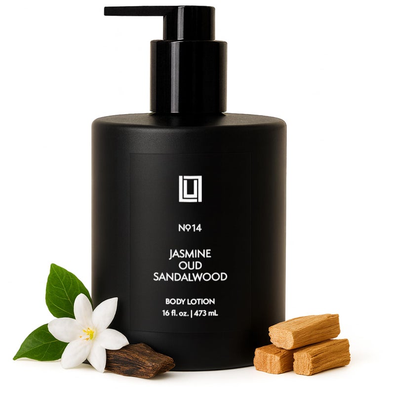 Lulu Candles | Jasmine, Oud & Sandalwood | Moisturizing Body Lotion | Soothing Shea Butter & Aloe | Gentle Lotion Nourishes Dry Skin With Moisture, No Paraben, Dye Free, Non-Greasy - 16 Fl. Oz. - Image 1