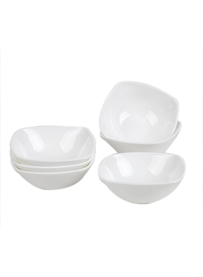 Noon East Set of 6 White Opal Glass Cereal and Soup Bowl, Dishwasher & Microwave Safe Round Bowls for Cereal, Soup, Salad and Rice - Image 1