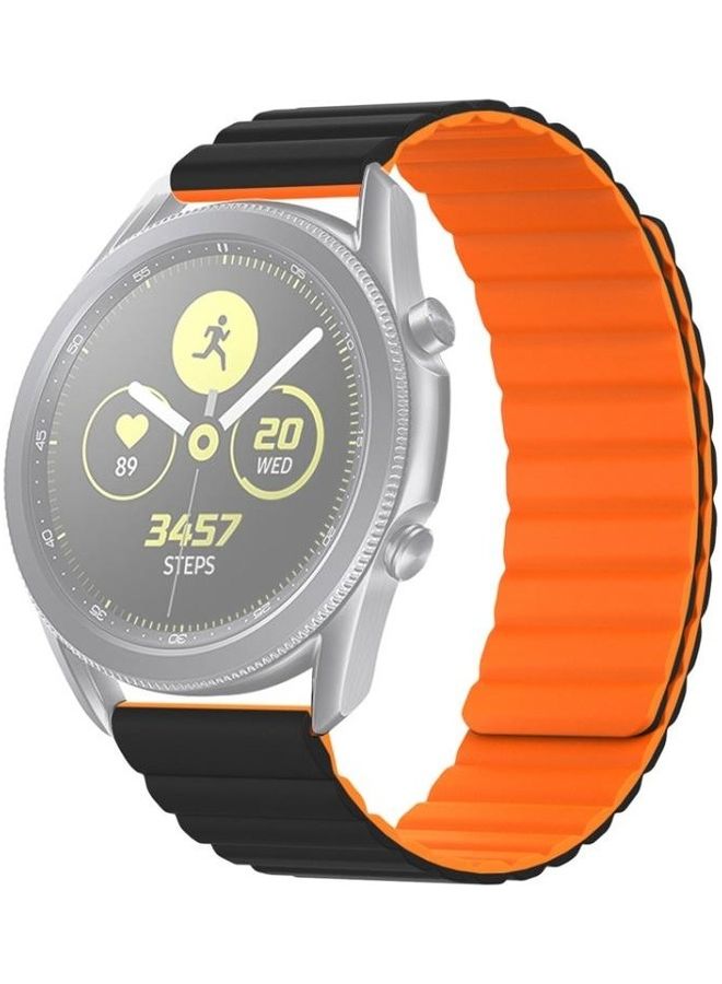 NIBEMINENT Replacement Strap For Samsung Smart Watch 22mm Black/Orange