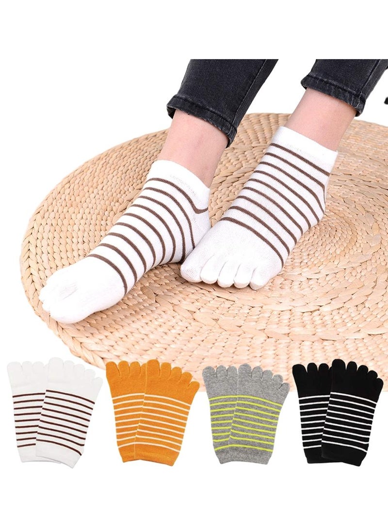 Sweet seven جوارب أصابع القدم النسائية - 4 أزواج من جوارب قطنية بخمسة أصابع للجري بحجم صغير - Image 1