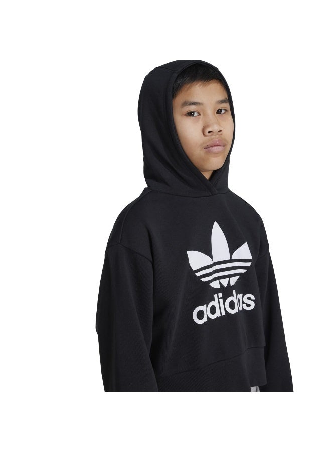 adidas Originals هودي قصير أسود من أديداس للأطفال - أوريجينالز - Image 1