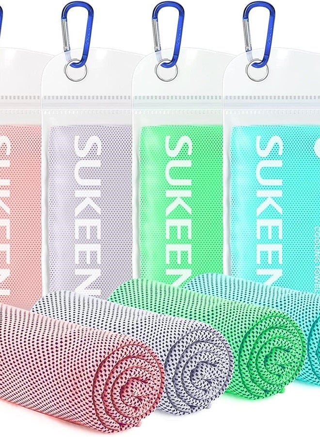 Sukeen منشفة تبريد 4 عبوات (40"x12") للعرق، لفات تبريد سريعة الجفاف للرقبة، منشفة رياضية ناعمة وقابلة للتنفس لليوغا، الرياضة، الجري، التمارين، الطهي - Image 1
