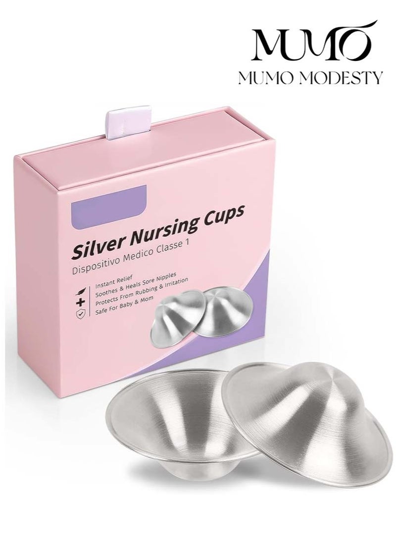 معجب أكواب رضاعة فضية عيار 925 بتصميم أصلي مثقوب يسمح بمرور الهواء، أكواب رضاعة فضية لحديثي الولادة، أغطية حلمات فضية للرضاعة الطبيعية، واقيات رضاعة فضية، أكواب شفاء، مستلزمات أساسية لحديثي الولادة، تهدئ الحلمات المتشققة والمؤلمة. - Image 1