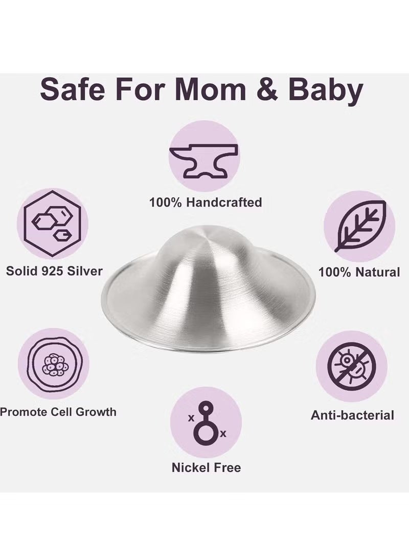 معجب أكواب رضاعة فضية عيار 925 بتصميم أصلي مثقوب يسمح بمرور الهواء، أكواب رضاعة فضية لحديثي الولادة، أغطية حلمات فضية للرضاعة الطبيعية، واقيات رضاعة فضية، أكواب شفاء، مستلزمات أساسية لحديثي الولادة، تهدئ الحلمات المتشققة والمؤلمة. - Image 5