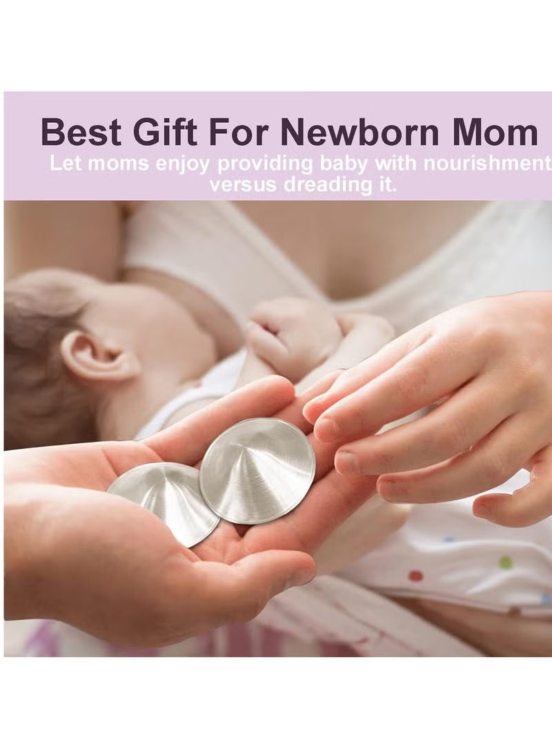 معجب أكواب رضاعة فضية عيار 925 بتصميم أصلي مثقوب يسمح بمرور الهواء، أكواب رضاعة فضية لحديثي الولادة، أغطية حلمات فضية للرضاعة الطبيعية، واقيات رضاعة فضية، أكواب شفاء، مستلزمات أساسية لحديثي الولادة، تهدئ الحلمات المتشققة والمؤلمة. - Image 4