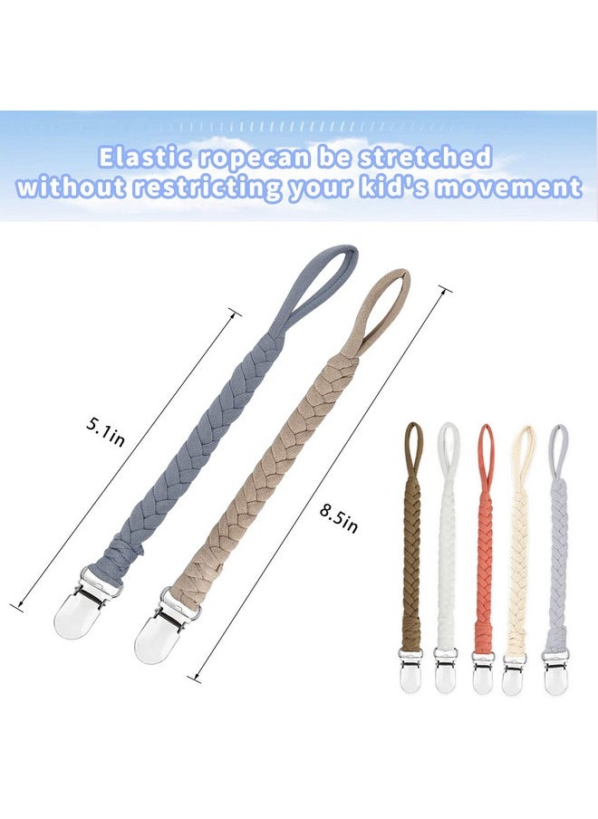 duludulu - 7 Pcs Braided Pacifier Clips For Boys And Girls Pacifier Holder Baby Binky Clips Handmade Cotton Modern Unisex Pacifier Smoother Clip Fits All Pacifiers For Shower Birthday Gifts - Image 1