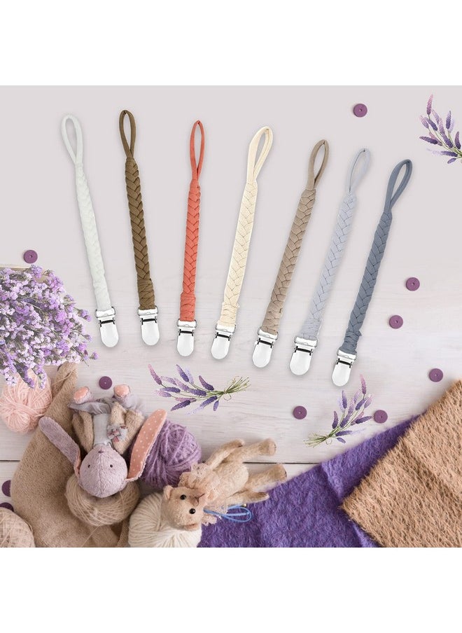 duludulu - 7 Pcs Braided Pacifier Clips For Boys And Girls Pacifier Holder Baby Binky Clips Handmade Cotton Modern Unisex Pacifier Smoother Clip Fits All Pacifiers For Shower Birthday Gifts - Image 1