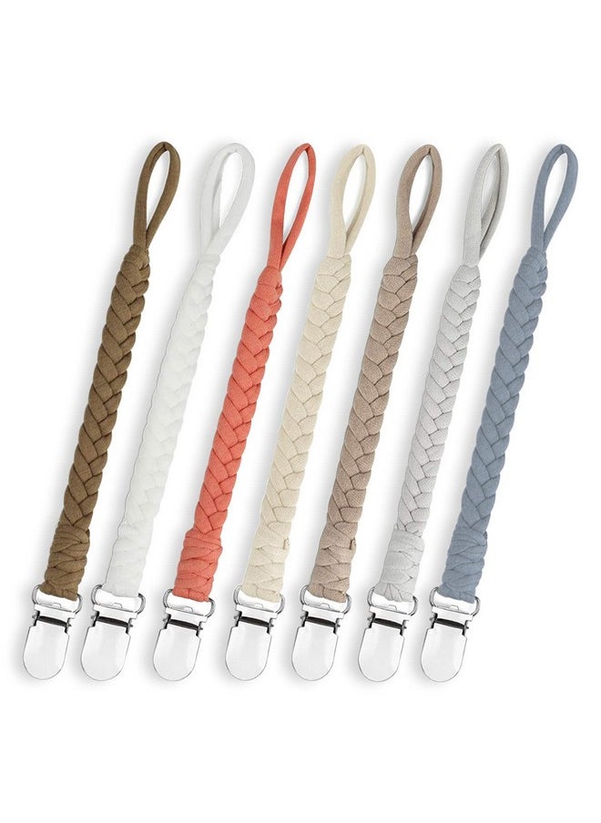 duludulu - 7 Pcs Braided Pacifier Clips For Boys And Girls Pacifier Holder Baby Binky Clips Handmade Cotton Modern Unisex Pacifier Smoother Clip Fits All Pacifiers For Shower Birthday Gifts - Image 1