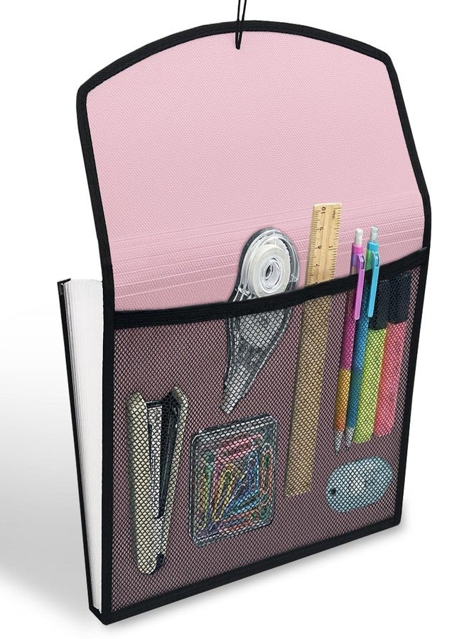 H4D 13-Pocket Accordion File Organizer with Mesh Pocket, Expanding File Folder with Tabs, Expandable Document Organizer for Home Office School, Letter Size, Light Pink - Image 3