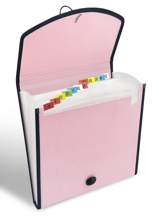 H4D 13-Pocket Accordion File Organizer with Mesh Pocket, Expanding File Folder with Tabs, Expandable Document Organizer for Home Office School, Letter Size, Light Pink - Image 2
