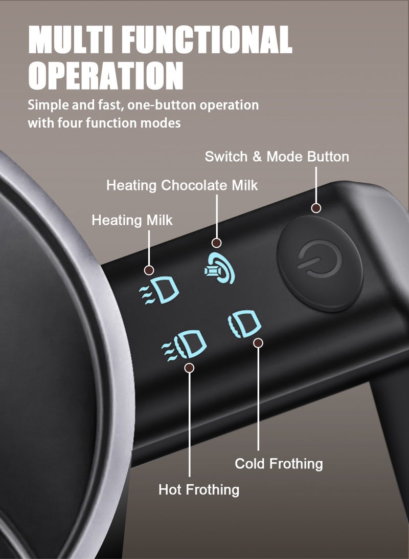 HomarKet Electric Milk Frother and Steamer 4 in 1 Automatic Milk Warmer 400W Non-Stick Interior 350ml Hot/Cold Stainless Steel Milk Foam Maker with Washing Brush for Coffee/Hot Chocolate Milk/Latte/Cappuccinos-Black - Image 4