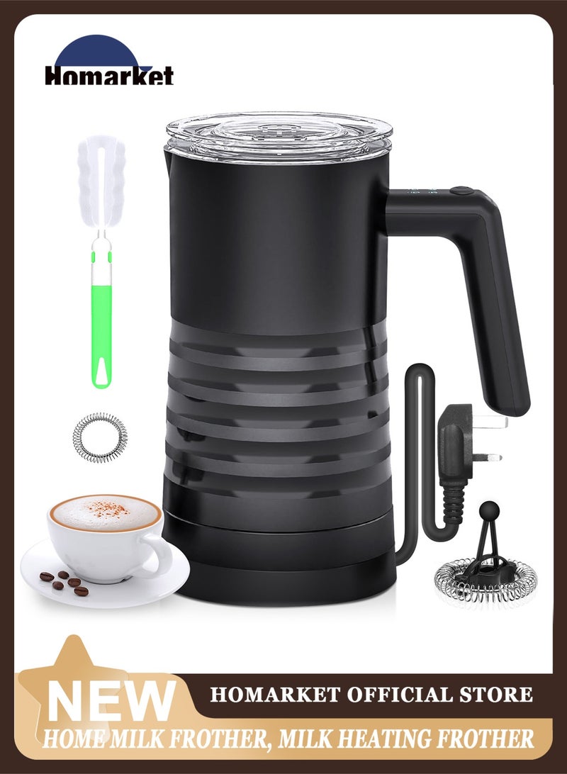 HomarKet Electric Milk Frother and Steamer 4 in 1 Automatic Milk Warmer 400W Non-Stick Interior 350ml Hot/Cold Stainless Steel Milk Foam Maker with Washing Brush for Coffee/Hot Chocolate Milk/Latte/Cappuccinos-Black - Image 1