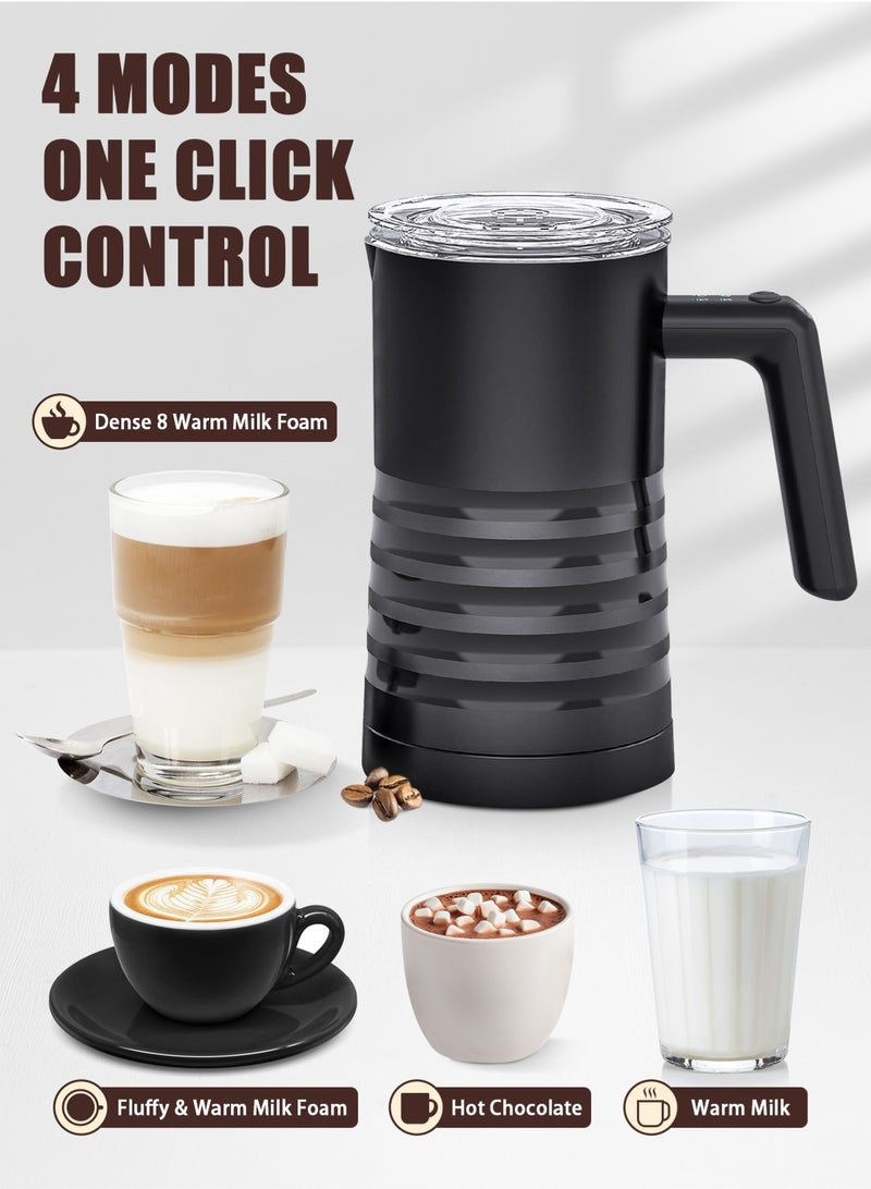HomarKet Electric Milk Frother and Steamer 4 in 1 Automatic Milk Warmer 400W Non-Stick Interior 350ml Hot/Cold Stainless Steel Milk Foam Maker with Washing Brush for Coffee/Hot Chocolate Milk/Latte/Cappuccinos-Black - Image 2