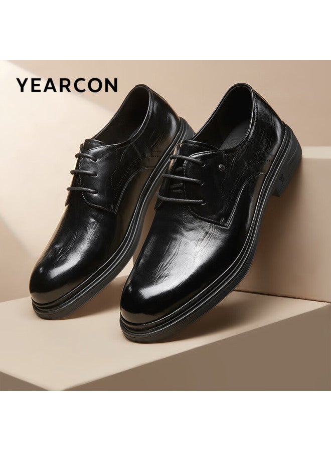 YEARCON Yierkang Men's Fashion Leather Shoes British Business Formal Shoes Derby Shoes 59120w Black Size 39 - Image 1