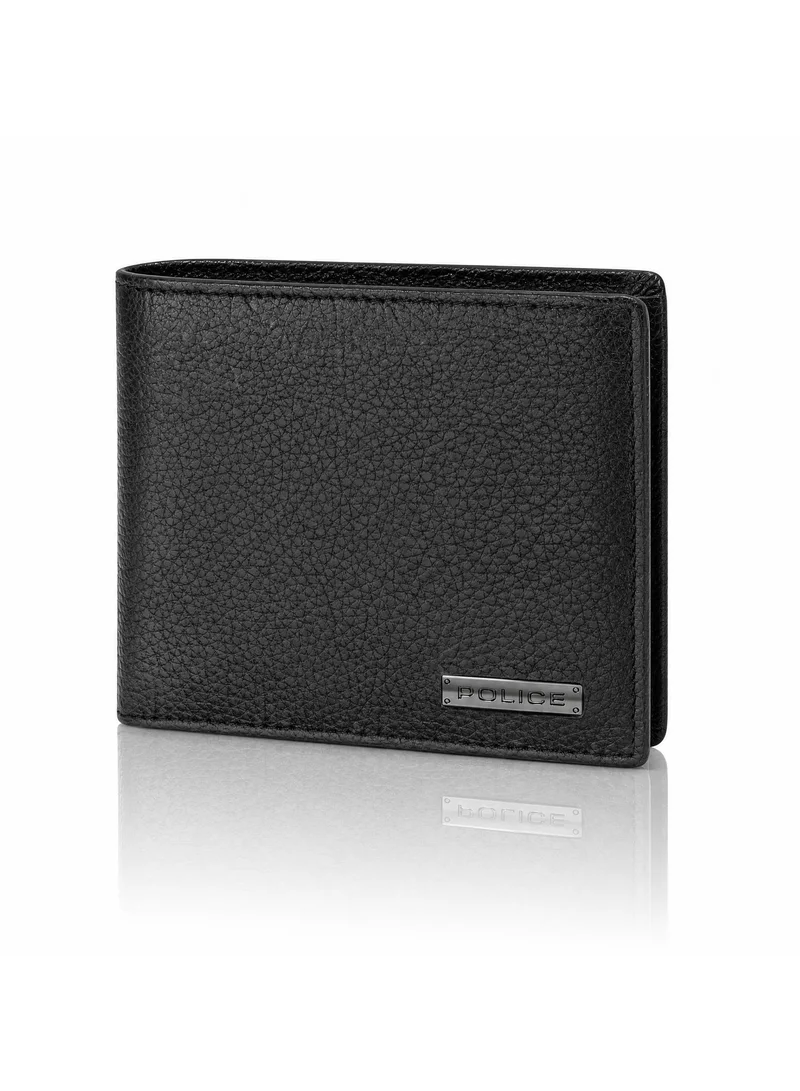 Police Drum Black Leather Wallet for Men