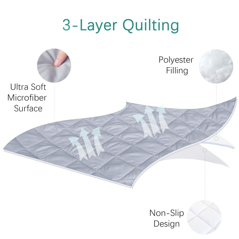 Biloban Sheet for Regalo My Cot Portable Toddler Bed, Joovy Travel Cot (Sheet Only, Bed not Included), Soft Child Travel Cot Padded Cover, Grey - Image 2