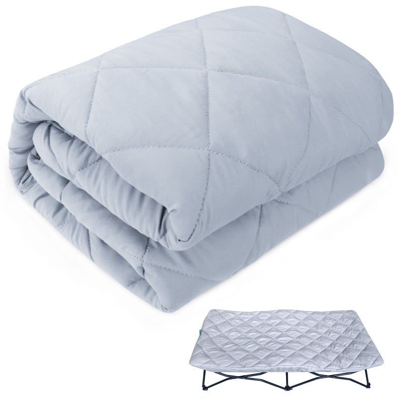 Biloban Sheet for Regalo My Cot Portable Toddler Bed, Joovy Travel Cot (Sheet Only, Bed not Included), Soft Child Travel Cot Padded Cover, Grey - Image 1