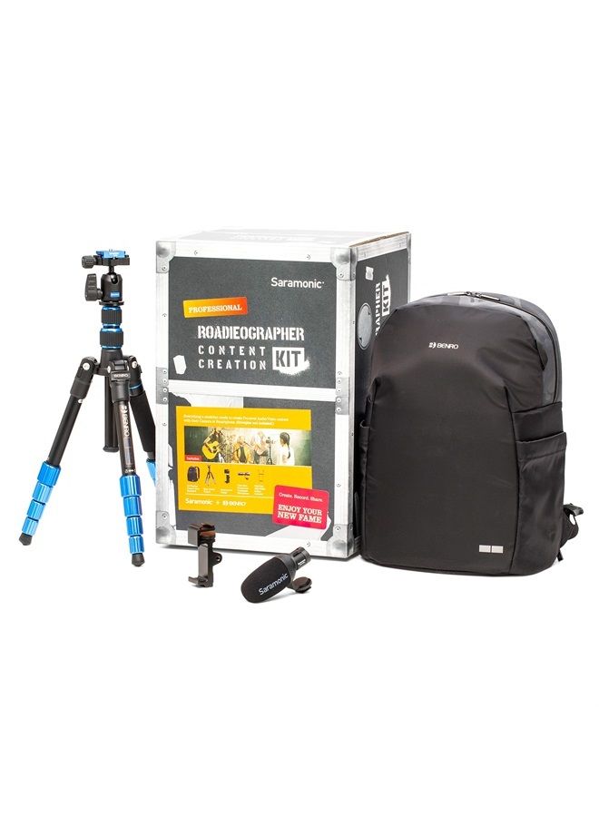 Saramonic Roadieographer Audio/Video YouTube Facebook Instagram Content Creation Kit w/Backpack, Benro Tripod, Phone Clamp, and Saramonic Condenser Mic w/Cables (ROADIEOGRAPHER2) - Image 2