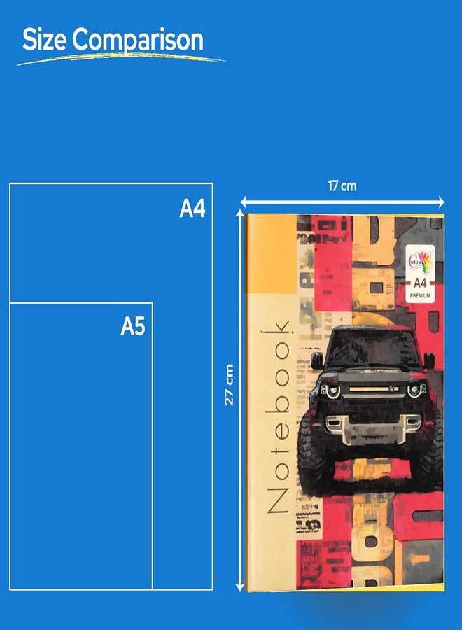 مجموعة دفاتر A4 (4 دفاتر) | 172 صفحة مسطرة بخط واحد | دفاتر تمارين للطلاب | غلاف ورقي متعدد الألوان - Image 3