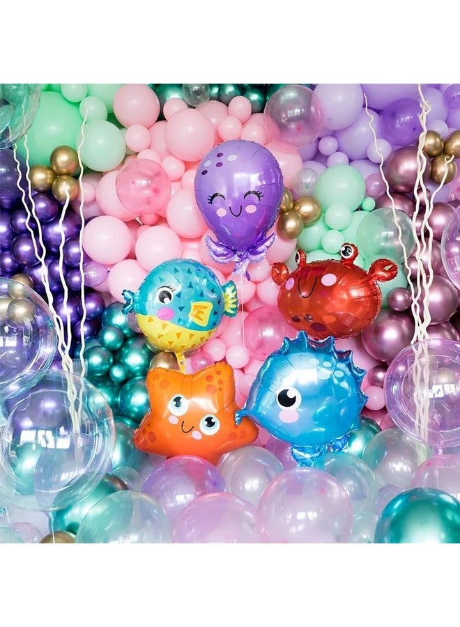Atpata Funky 5pcs Aquatic Theme Foil Balloons Set - Starfish, Seahorse, Octopus, Crab, and Fish Shapes - For Underwater Ocean Party Decorations for unisex Kids Birthday Celebrations - Image 2