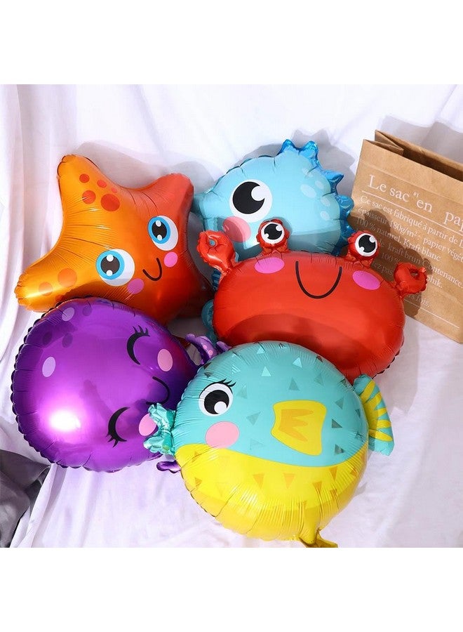 Atpata Funky 5pcs Aquatic Theme Foil Balloons Set - Starfish, Seahorse, Octopus, Crab, and Fish Shapes - For Underwater Ocean Party Decorations for unisex Kids Birthday Celebrations - Image 4