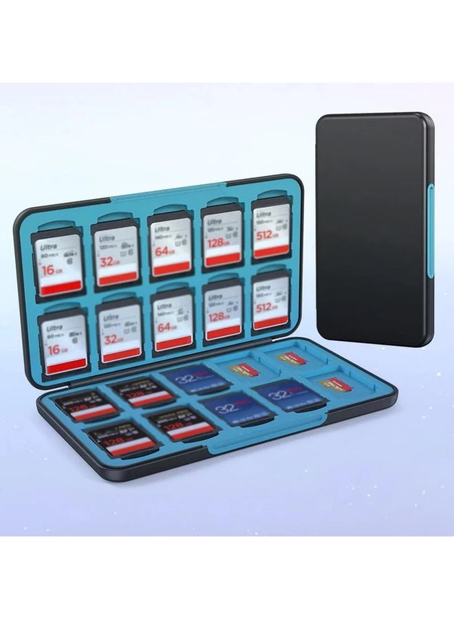 حافظة بطاقة الذاكرة السوداء مع 20 فتحة لبطاقات SD و 20 فتحة لبطاقات Micro SD، حامل تخزين محمول - Image 2