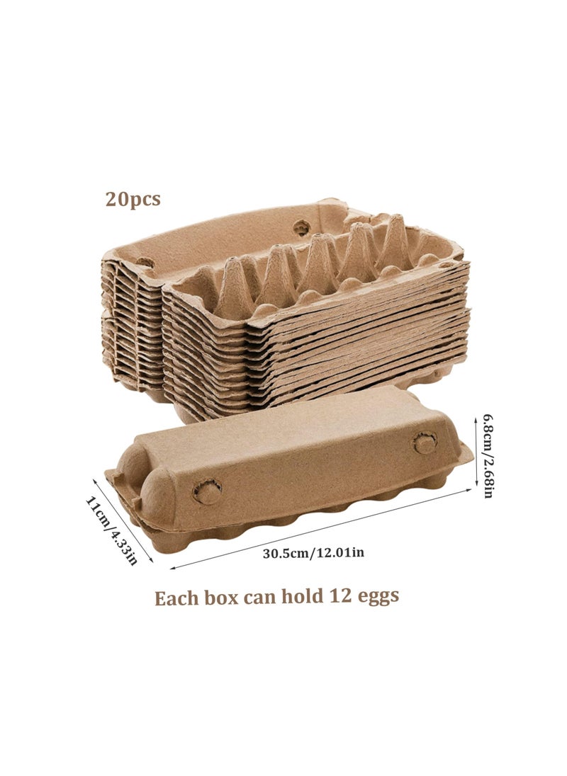 KASTWAVE 20Pcs Egg Cartons Egg Storage Containers, Blank Natural Pulp Egg Cartons 12 Count for Chicken Eggs Reusable, Strong Sturdy Cardboard Material Egg Crate Bulk for Refrigerator  - Image 5