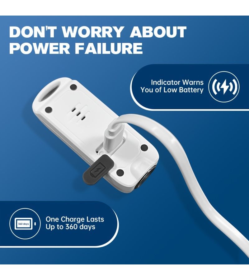 مفتاح إنذار الطوارئ الشخصي أبيض 130 ديسيبل، قابل للشحن عبر USB، مقاوم للماء، مع إضاءة LED. - Image 4
