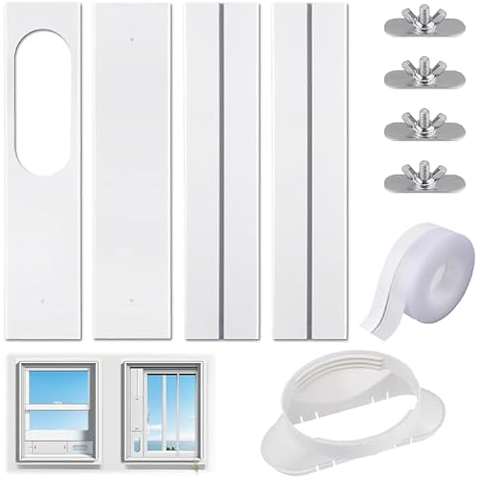 Portable Air Conditioner Window Seal Kit With Universal Coupler,Pvc Plate Adjustable Ac Vent Kit For Sliding Window,Vertical/Horizontal Sliding Window Accessories For 5.1" Exhaust Hose - Image 1