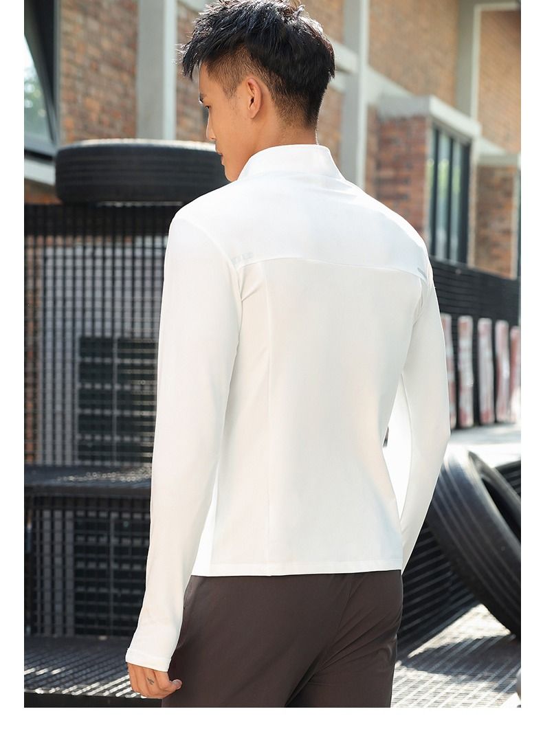 Quick Dry Clothes Men's Outdoor Leisure Sports Stand-up Collar Long Sleeve Hhalf Zipper Fashion Fitness T-Shirt - Image 2