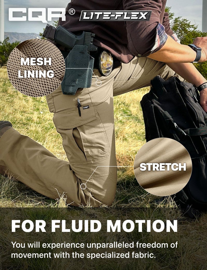 CQR Women's Flex Stretch Tactical Pants, Water Resistant Ripstop Cargo Work Pants with Pockets for Outdoor & Hiking, Vanguard Alamo Khaki, 16 - Image 5