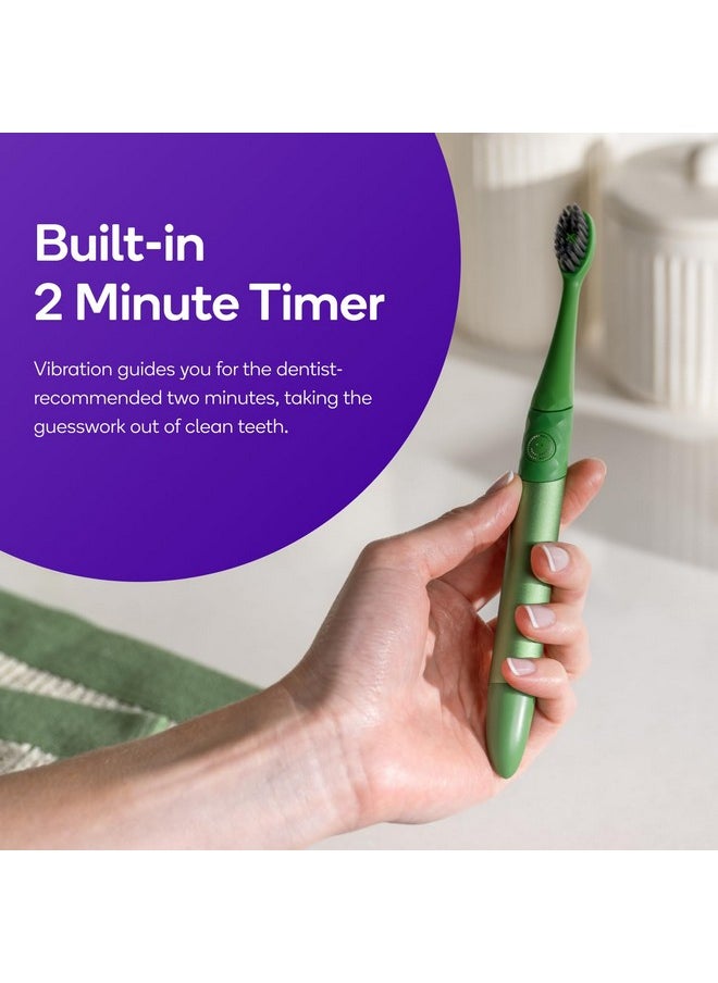 BURST - Burst Nova Sonic Toothbrush (Green) | Sonic Powered Teeth Whitening | Super-Soft Bristles | 18,000VPM | 2 Minute Timer | Aluminum Handle | Replaceable Brush Head | Compact Size | with AAA Battery - Image 1