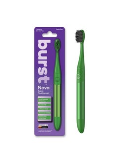 Burst Nova Sonic Toothbrush (Green) | Sonic Powered Teeth Whitening | Super-Soft Bristles | 18,000VPM | 2 Minute Timer | Aluminum Handle | Replaceable Brush Head | Compact Size | with AAA Battery