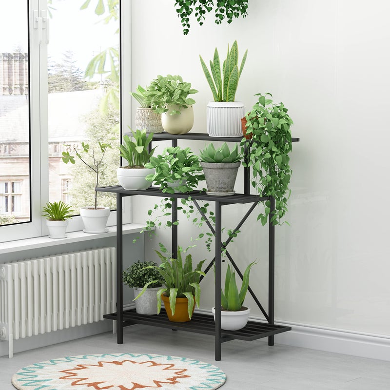 Zhongma 3 Tier Sturdy Plant Stand Space-Saving Heavy Duty Plant Holder for Home Indoor and Outdoor, L35.43 xW17.32 x H39.37 inch, 660 LBS Capacity & Heavy Duty Construction. â€¦ - Image 2