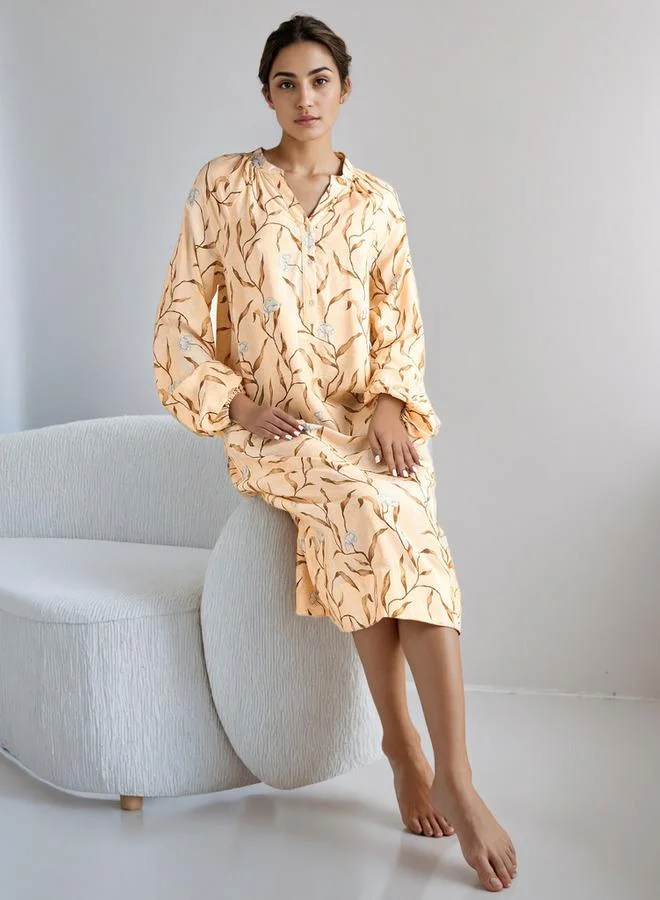 سبلاش فيڤ فستان ميدي مخطط بأكمام طويلة