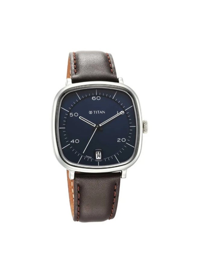 TITAN - Titan Neo Curve Quartz Analog with Date With Date Blue Dial Brown Leather Strap Watch for Men - Image 1